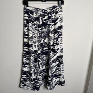 Reformation Women's 2‎ Toile White Black Print Wide Leg Palazzo Pants High Waist